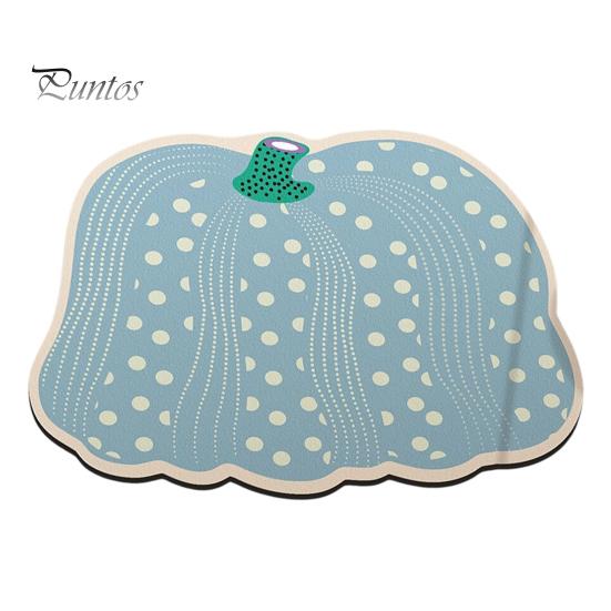 Decorative Fall Bathroom Rug Pumpkin Bath Mat, Absorbent Diatomaceous Earth Rug, Non-slip Polka Mat Dot for Front Door Kitchen Autumn Decor