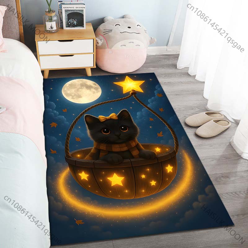 New product Cat in starry basket Carpet for Living Room Bedroom Bedside Floor Mat Cloakroom Child Play Mat Area Rug Large Size