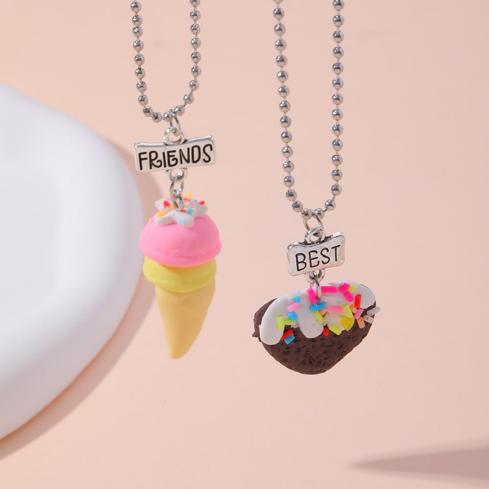 15 Stil Polymer Clay Anhänger Best Friends Halsketten Set BFF Fimo Regenbogen Lutscher Eiswaffeln Anhänger Perlen Kette Kinder Geschenk