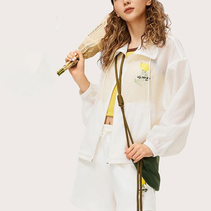 Li Ning Chinese Culture Series Painting Collar Loose Sports Windbreaker Women Outerwear Off-White AFDU366-1