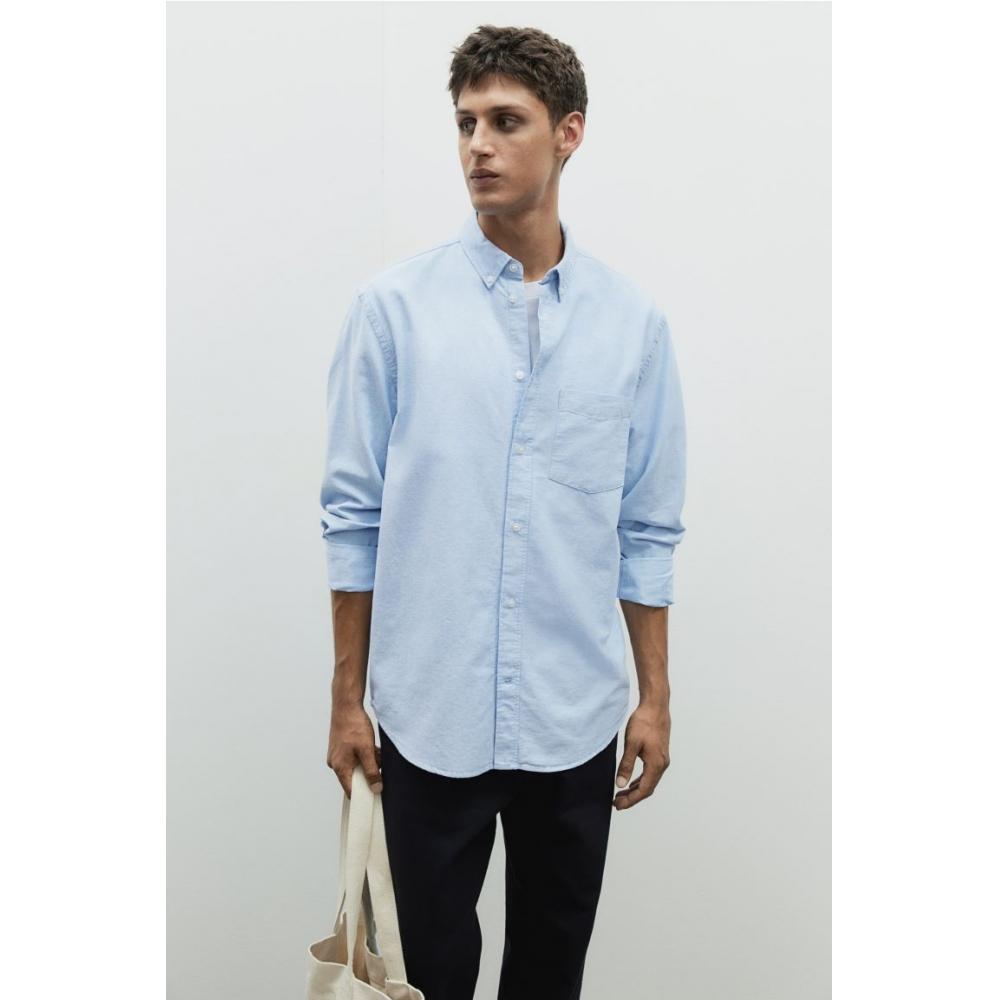 H M Regular Fit Oxford sHirt ligHt Blue