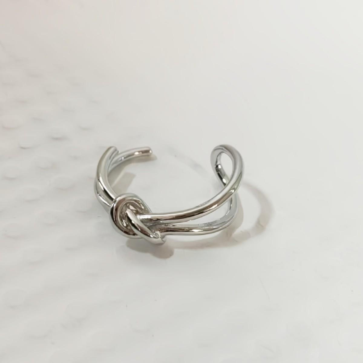 Korean Style Double Knot Open Ring - Trendy and Simple Design платиновый
