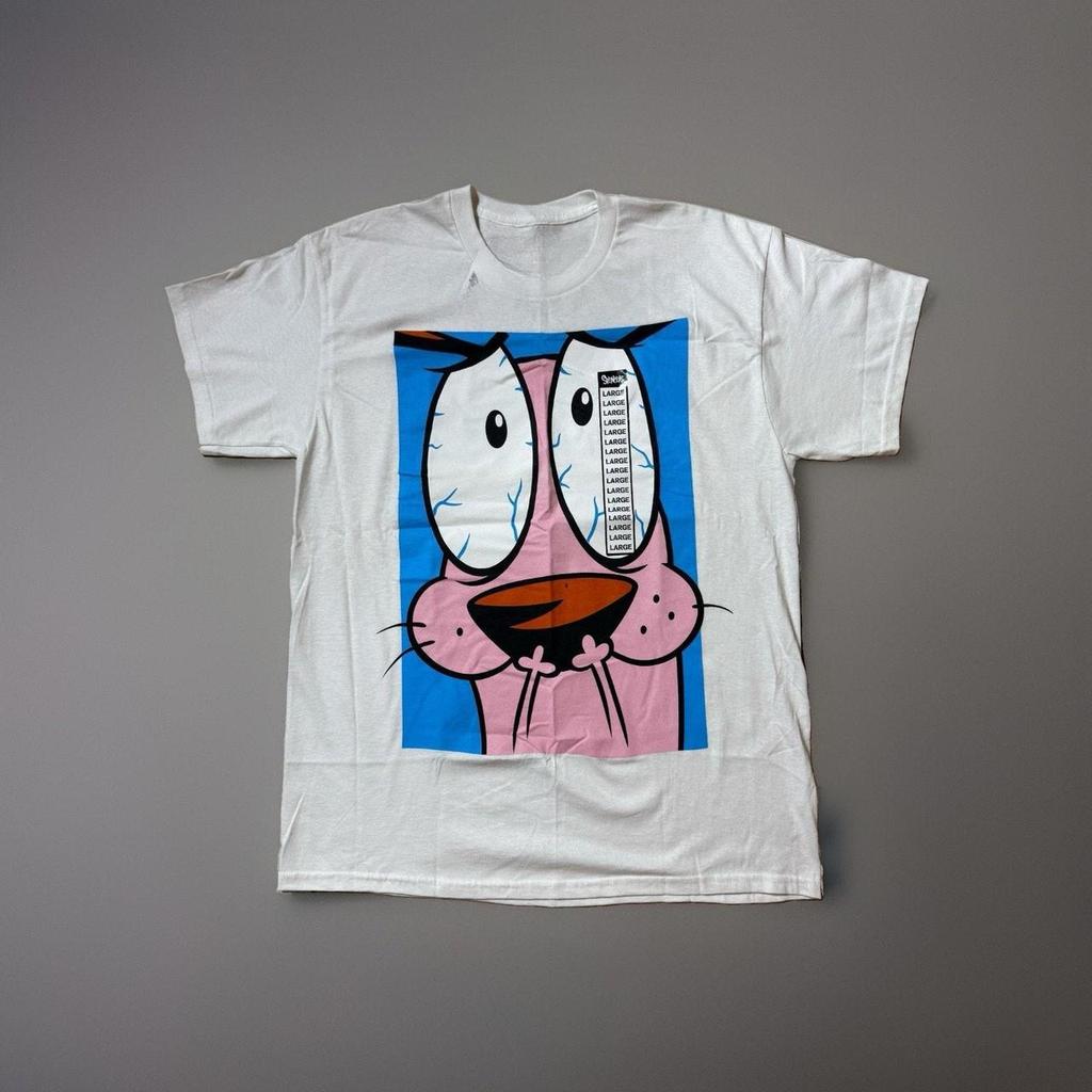 Vintage Courage The Cowardly Dog Cartoon Print Short Sleeve TShirt Retro Unisex Graphic Tee 90s Nostalgia Summer Streetwear Top