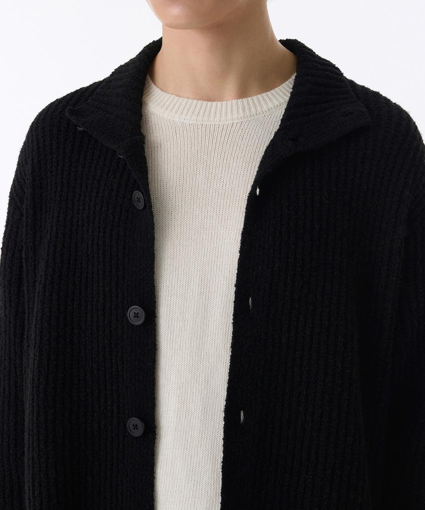 Musinsa Standard Boucle Ribbed High-Neck Cardigan [Black]