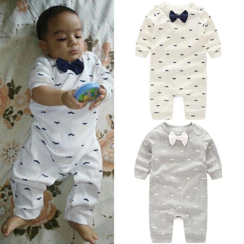 Baby Long Sleeve Cotton Romper With Bow For Toddler Crawling And Play