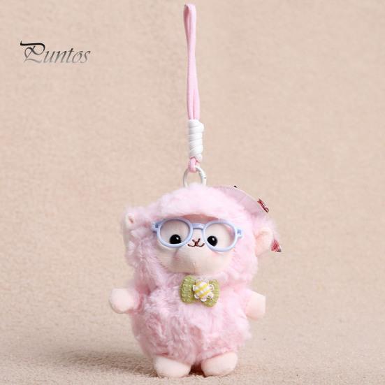 Aesthetic Keychain Gift Plush Sheep Doll Pendant for Bags And Keys, Soft Curly Stuffed Animal Waxy with Bow Glasses Accessories, Cute Hanging Ornament