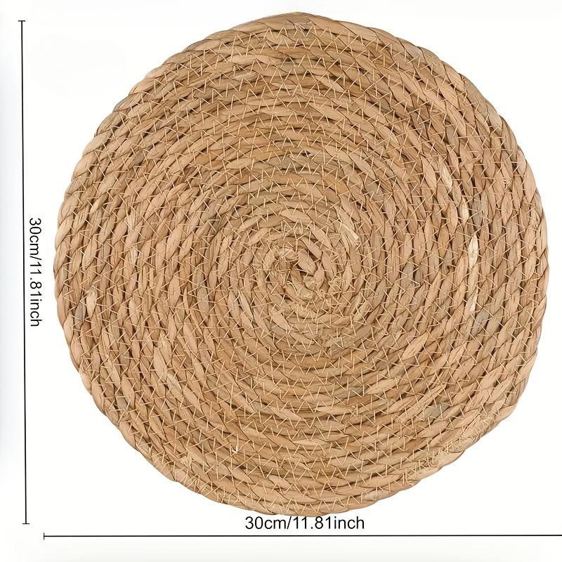 6-Piece Hand-Woven Rattan Placemats - Round Woven Table Mats, Suitable for Dining Rooms and Living Rooms, Heat-resistant
