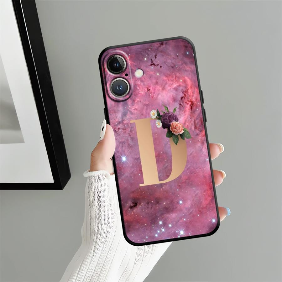 Funda Phone Cover Case for Apple iPhone 17 Pro Max Air 11 XR XS MAX 12 14 13 15 Pro 7 8 16 Flower Name Letter C D