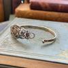 Handmade Sterling Spoon Bangle Floral Pattern Opening Bangle Boho Style Handle Cuff Jewelry Accessories