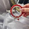 Women's Natural Red Agate Bracelet with Little Bear Fortune Tag - Original Chinese Style Hanfu Beaded Accessory
