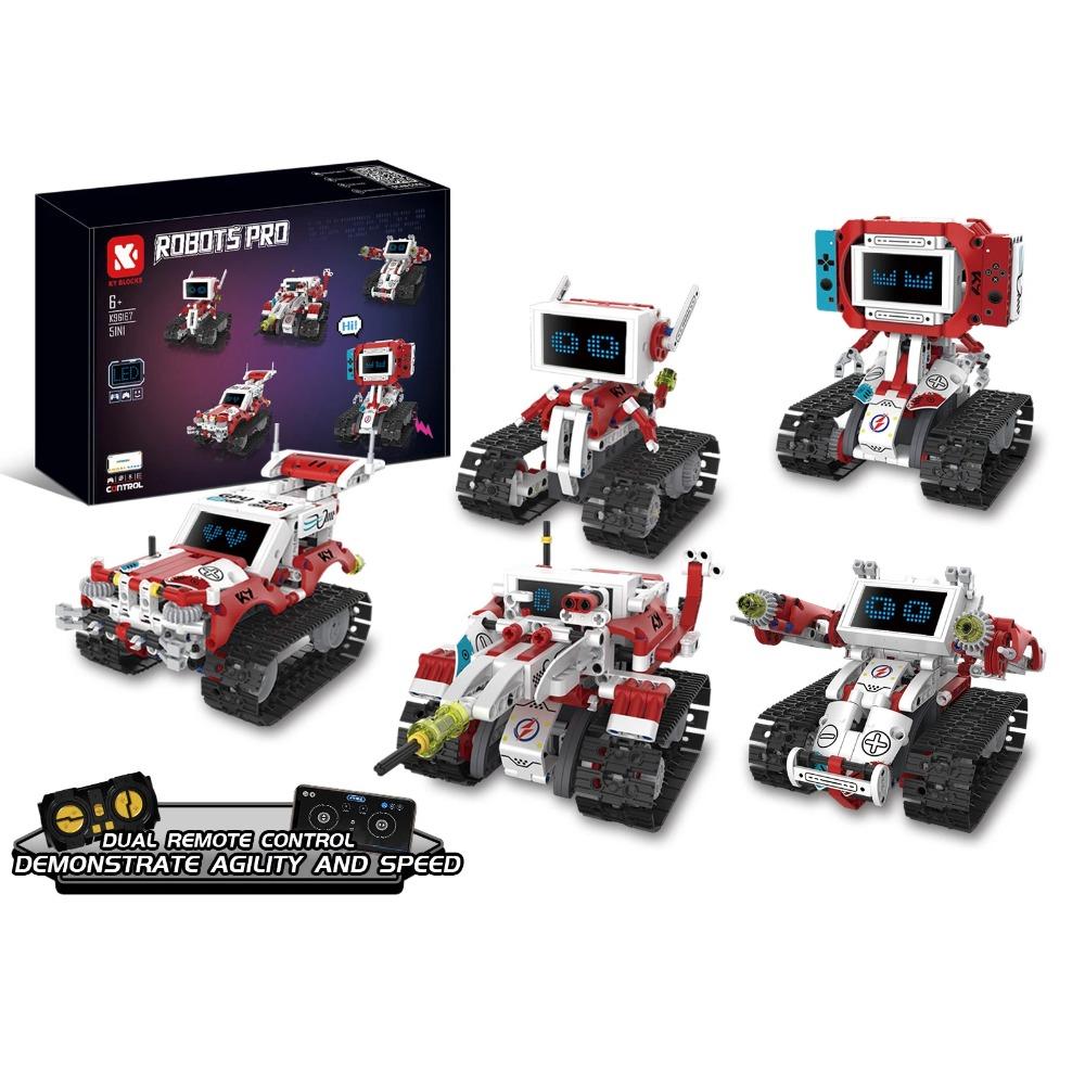 5 w 1 Zdalnie Sterowany Deformowany Robot Techniczne Klocki Budowlane Samochód Miasto Aplikacja RC Pojazd Czołg Klocki Zabawki dla Dzieci STEM DIY Prezenty