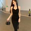 2026 Summer Design Sense Split Neck Dress Women's Senior Sense Royal Sister Wind Waist Hip Bag Medium and Long Skirt