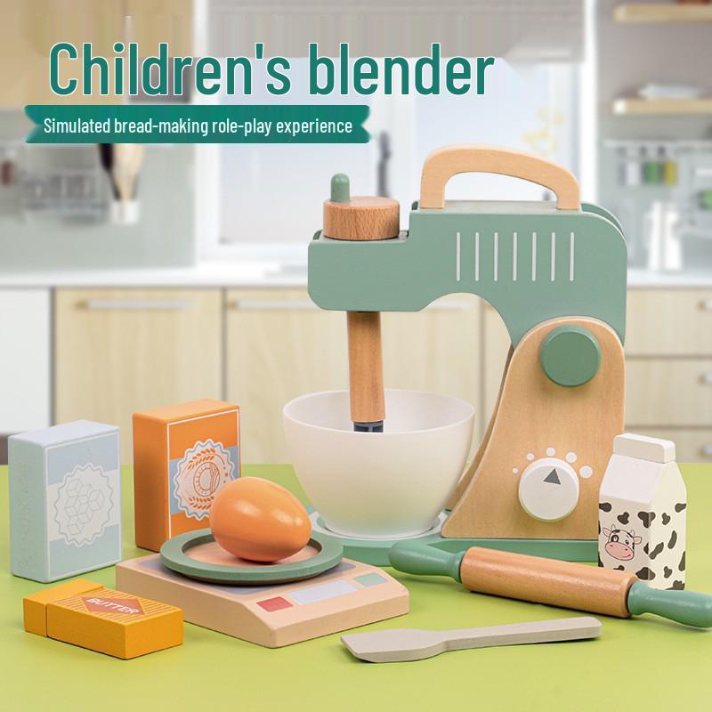 Kids' Wooden Coffee Maker & Mixer: Pretend Kitchen Playset for Early Learning & Role-Playing