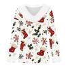 Women's Fashion Long Sleeve Christmas V-Neck Printed Party Furry Top