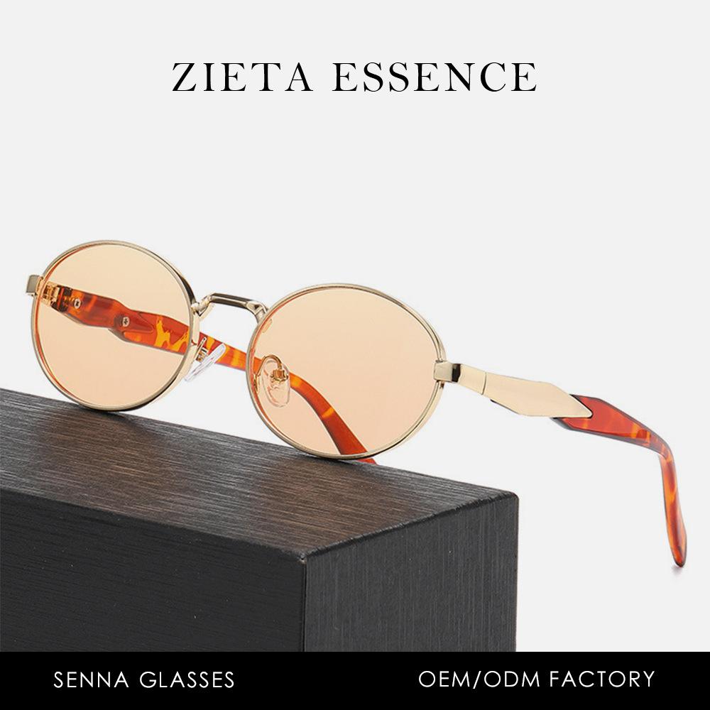 British Retro Oval Metal Sunglasses Uv Protection Classic Street Photography Trend Sun Eye
