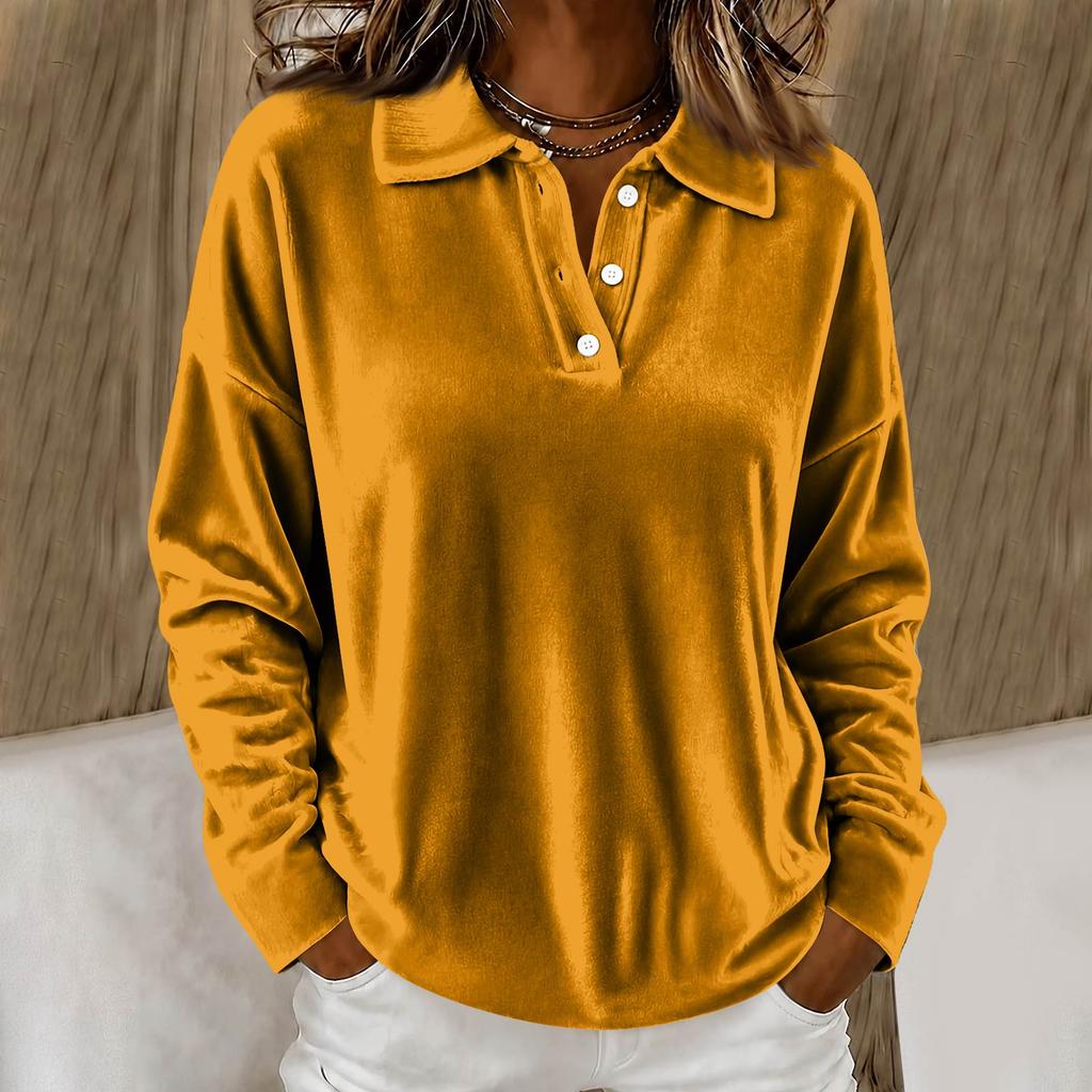 Women's Winter Long Sleeve Collared Sweatshirt Casual Versatile Pullover