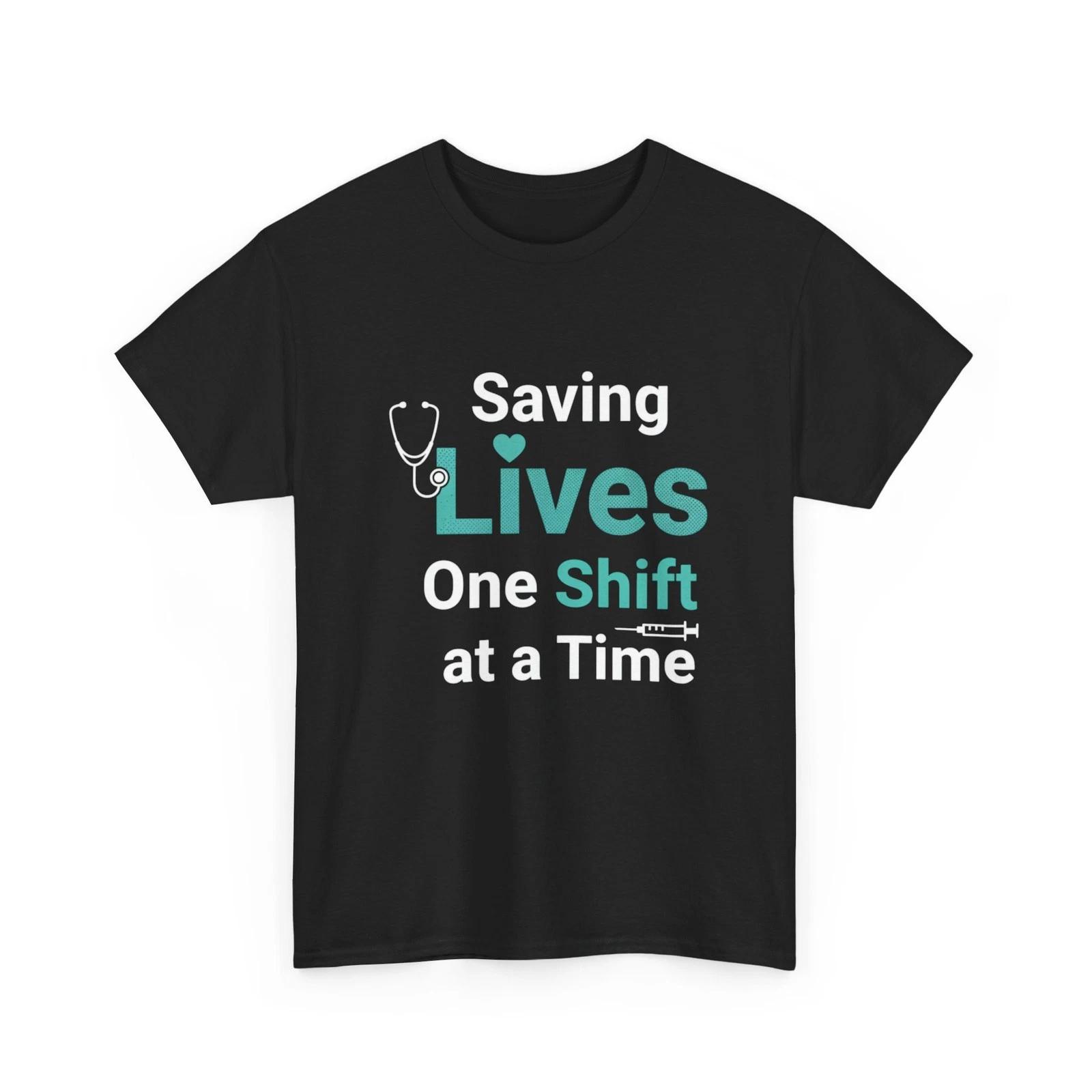 Saving Lives One Shift at a Time Nurse Shirt Nurse RN Gift Medical Tee L
