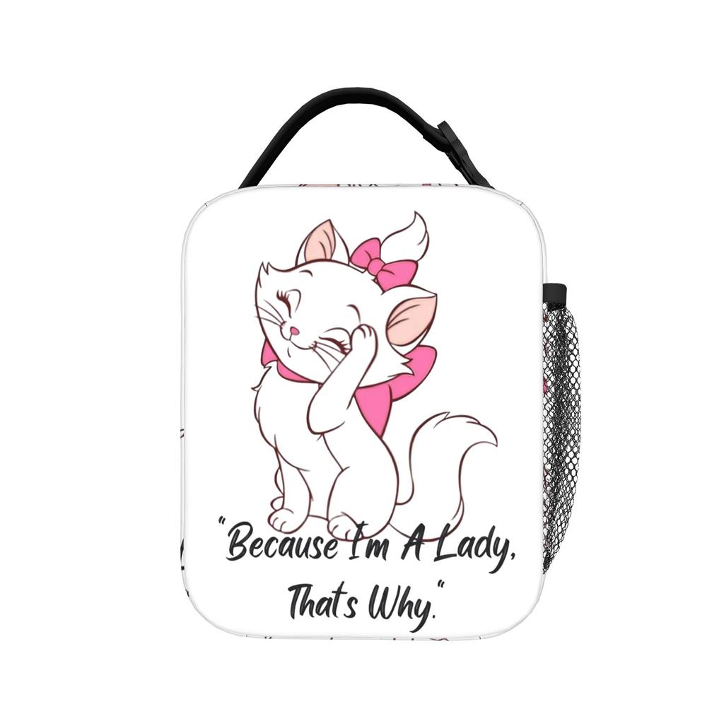 Maries Cat Insulated Lunch Bags Leakproof Cute Cartoon Cat Lunch Container Thermal Bag Tote Lunch Box College Travel Men Women