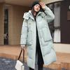 Women Zipper Hooded  Winter Long Down Cotton Jacket for Parkas Coat  Loose Padded Thicken Warm Snow Wear Jackets