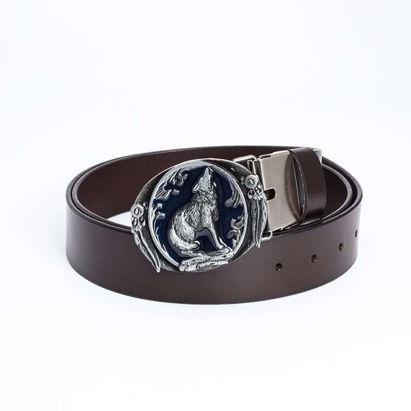 Herr Retro Västerländsk Cowboy Ko-läder Bälte - Djurdesign, Ungdomsstil