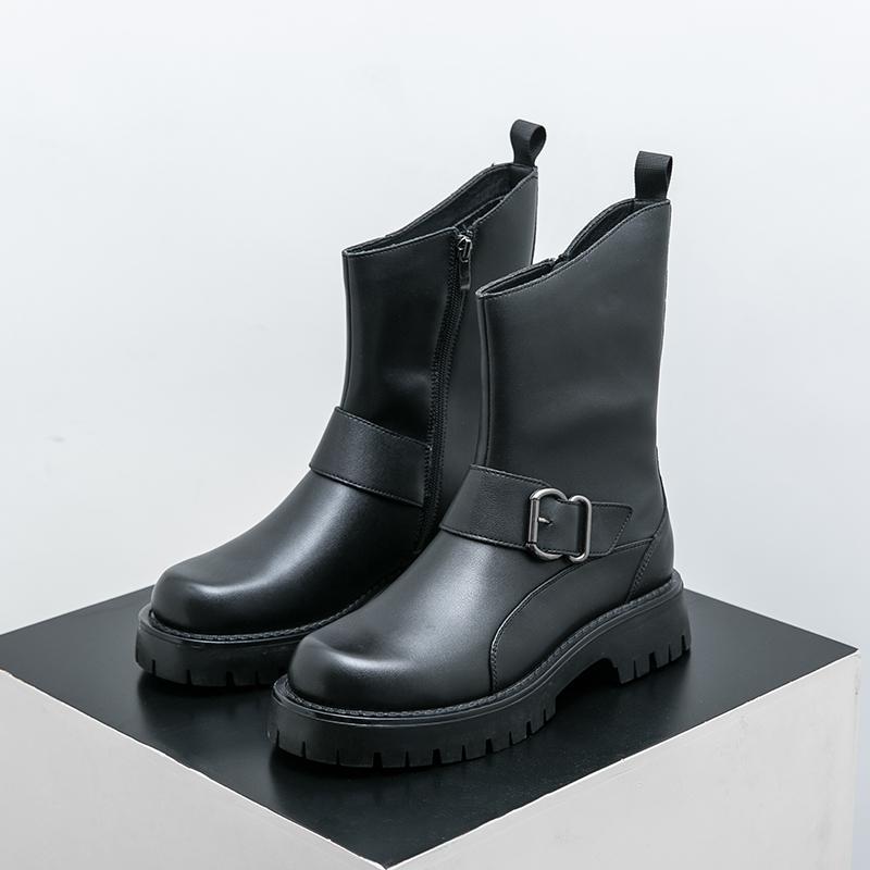 Men s Retro High-top Leather Martin Boots - Large Size, Winter Style, Thick Sole Motorcycle Fashion. 41 чёрный
