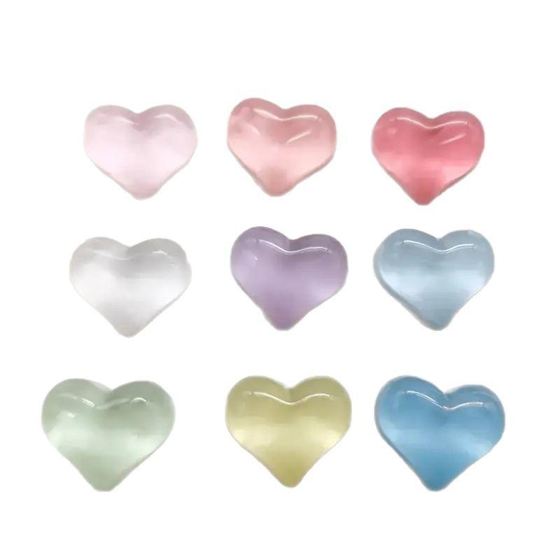 9pcs Colorful Heart-shaped Resin Refrigerator Magnets Kitchen and Office Whiteboard Message Home Decoration