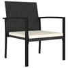 3-Piece Patio Dining Set, Black Table and Chairs with Cream Cushions, Poly Rattan Finish, Compact Outdoor Garden Furniture for