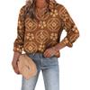 1116 Fashion European and American Shirts Spring and Autumn Loose Digital Printed Checked Cardigan Women's Shirt