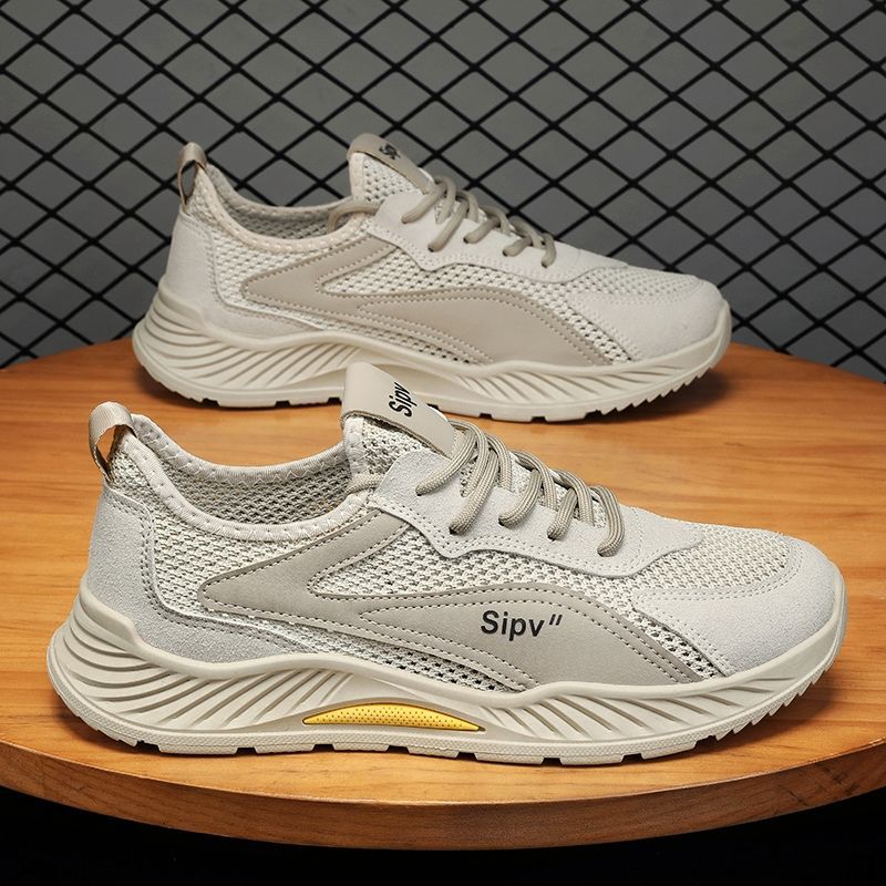 

Мужская обувь Летняя дышащая сетчатая тонкая полая сетчатая обувь для бега, отдыха и спорта для мужчин, для работы, охраны труда, обувь Tide 44 бежевый