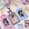 Porta-crachá Sanrios Hellokittys Kuromi Melody Bonito Desenho Animado Porta-cartão Crachá de Identificação Porta-fotocard Chaveiro Acessórios