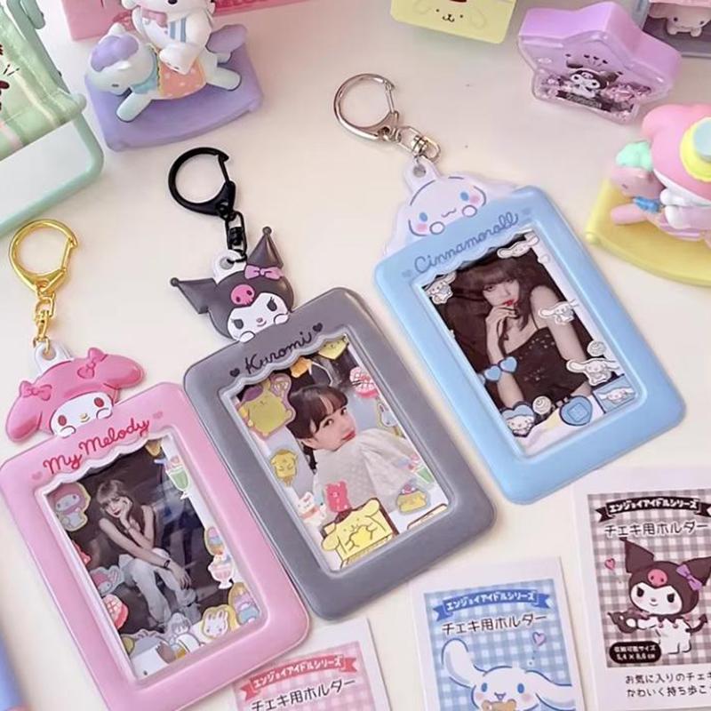 Porte-cartes d'identité Sanrios Hellokittys Kuromi Melody, porte-cartes de dessin animé mignon, porte-cartes photo, porte-clés, accessoires