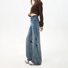 Women's 2025 Autumn Stretch Micro Flare Jeans, Non-Skinny, Loose Wide-Leg, Wrinkled Straight Pants