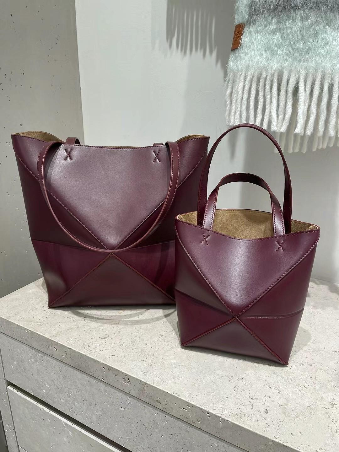 

High-Quality Top Layer Cowhide Geometric Folding Tote Bag with Large Capacity Medium with Logo 38x14x32cm червоний