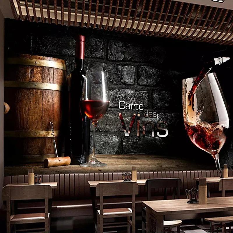 Carta da Parati 3D Personalizzata Personalità Stile Europeo Retrò Sfondo Muro di Mattoni Rosso Vino Pittura Murale Decorazione Murale Ristorante Occidentale Bar Cantina