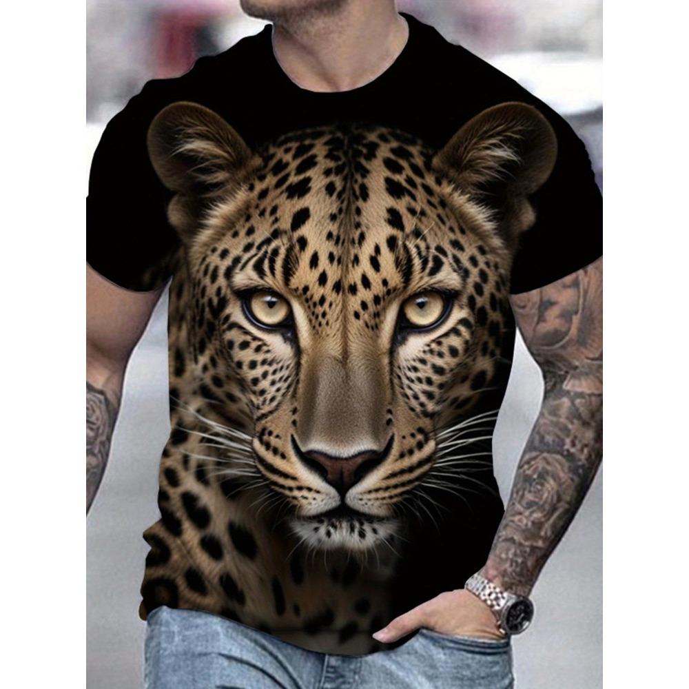 3D Lion Print Men s T-shirt Summer Daily Casual Men s Loose Short Sleeve City Street Men s Fashion Short Sleeve Top 6XL