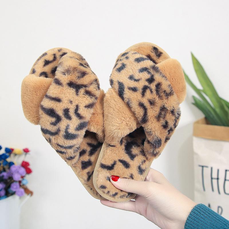 

Леопардовые меховые тапочки с перекрещенными ремешками женские плоские нескользящие теплые пушистые шлепанцы плюшевая зимняя обувь женские домашние уютные хлопковые пантуфли 2024 6 жёлтый