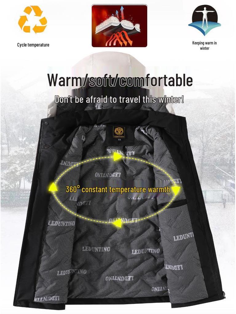 Men's Thickened Waterproof Hooded Cotton Coat - Outdoor Winter Warm, Plus Size Jacket