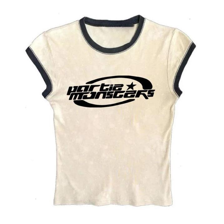 European and American Style T-shirt Summer New Letter Street Trend Short Slim Women's Clothing Wholesale