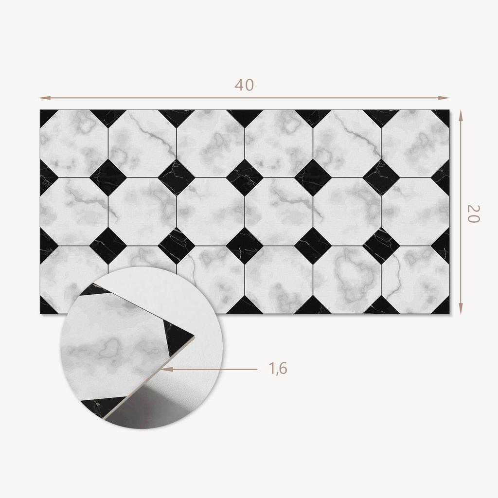 Zestaw Kafelków Winylowych Podłogowych Geometryczne Wzory Płytek 10X40X20 Cm