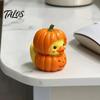 Small Healing Handicrafts Halloween Pumpkin Duck Ornament, Resin Stacked Yellow Decorative Table Centerpiece Figurines, Cute Mini Desktop Decor