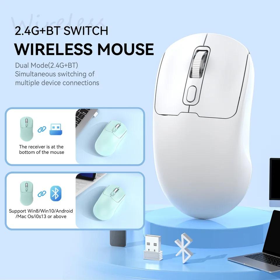 Bluetooth 5.4 Mouse 2.4G Wireless Mouse Dual Mode Slient Mouse Rechargeable Gaming Mouse Mice for PC Computer Laptop Macbook