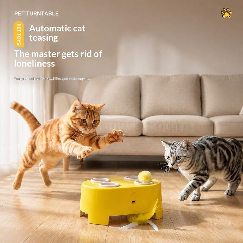 Whack Mole Automatic Spring Out Feather Pet Toy Rechargeable Interactive Toy for Cats Dogs Perfect Pet Owner Gift