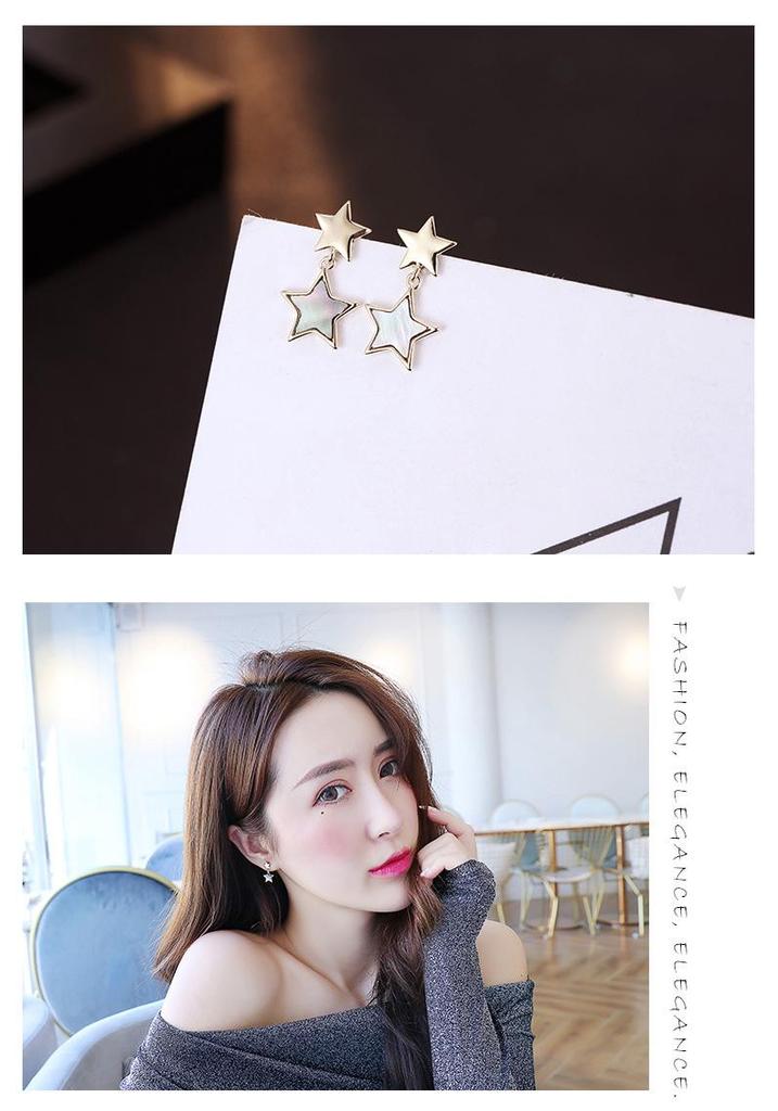 Elegant Retro Five-Point Star Earrings for Women - Korean Style Fashionable Jewelry