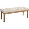 Banco Estofado com Botões, Banco de Cama, Design Vintage, 120x41x48cm, Branco Creme