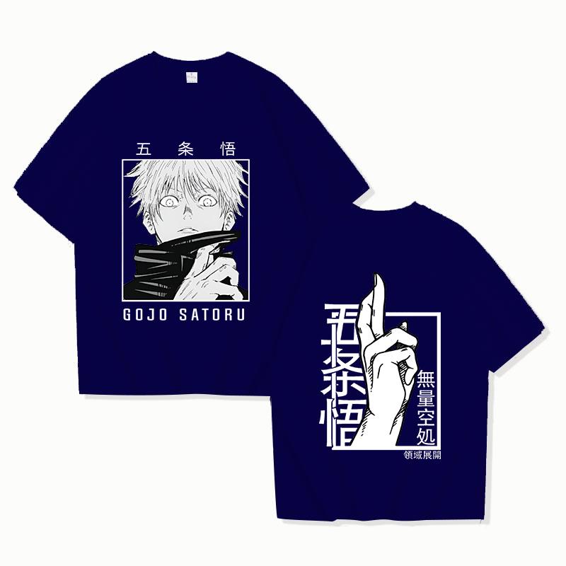 Hot Anime Gojo Satoru Printed Loose T-shirt Women Men Fashion Harajuku Casual Cool Cartoon Streetwear Tops