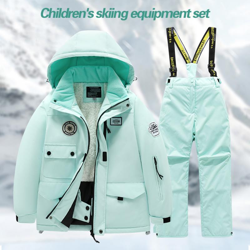 Winter Children's Skiing Suit for Boys and Girls Windproof and Waterproof Thick Coat for Warmth and Snow Playing Ski Suit