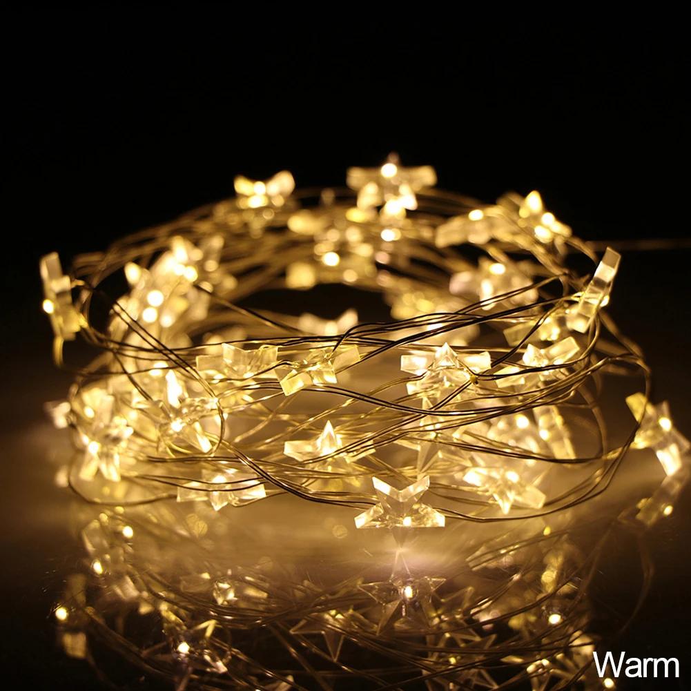 

1/2/5M Star Copper Light String Room Decoration LED Fairy Lights Christmas Xmas Decorative Garland LED String Light AA Battery 1m 10Lights