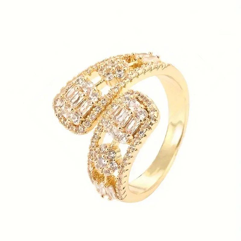Open Ring Female, Adjustable Micro-Inlaid Zircon Ring Chic Style Fashion
