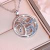 Island Style Coconut Tree and Wave Necklace Round, Hollowed-out Blue Cubic Zirconia Pendant Necklace