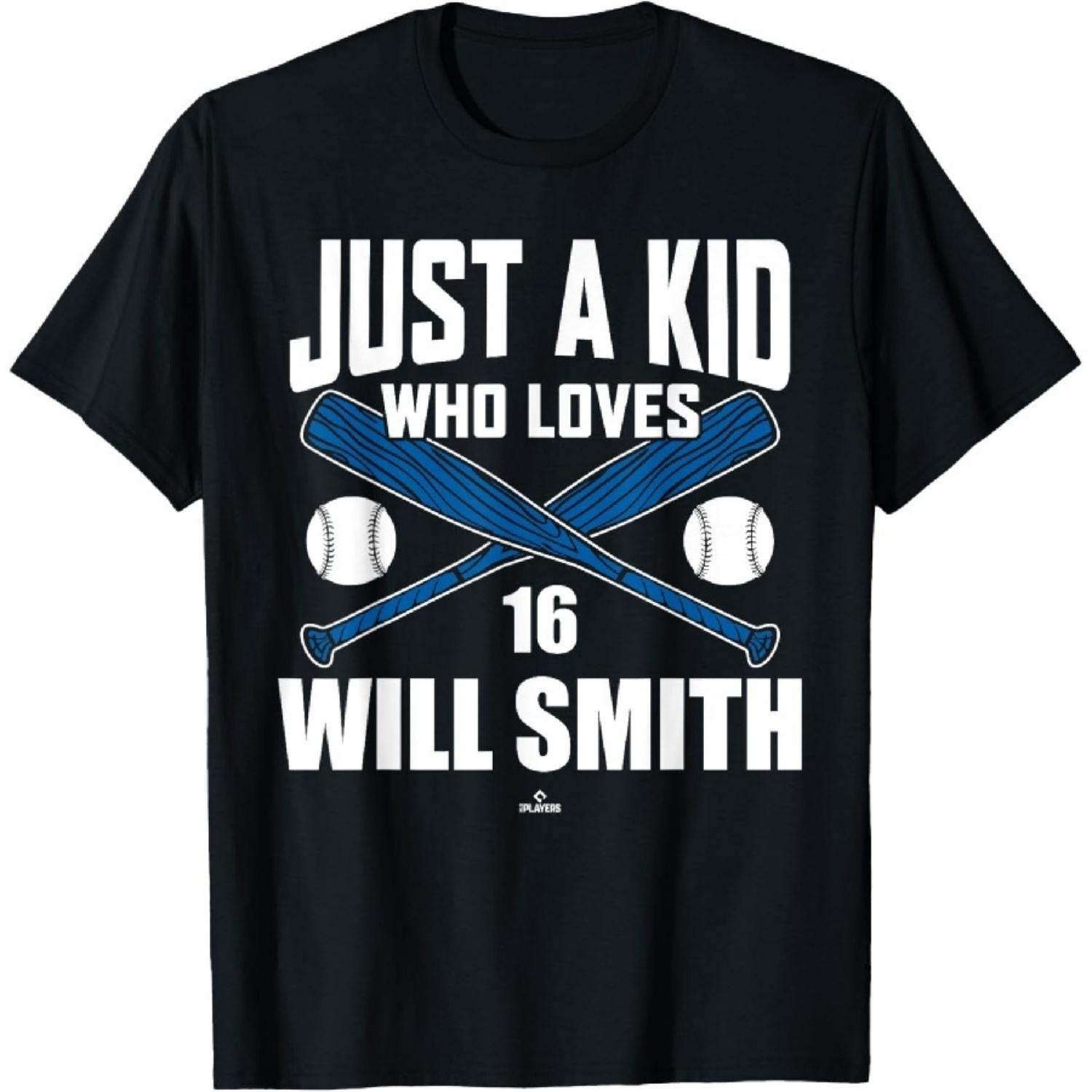 Just A Boy Who Loves Will Smith Los Angeles Baseball MLBPA T-Shirt S